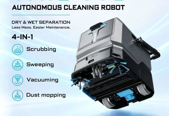 Commercial Robot Floor Cleaner With Base Station Discharge Water